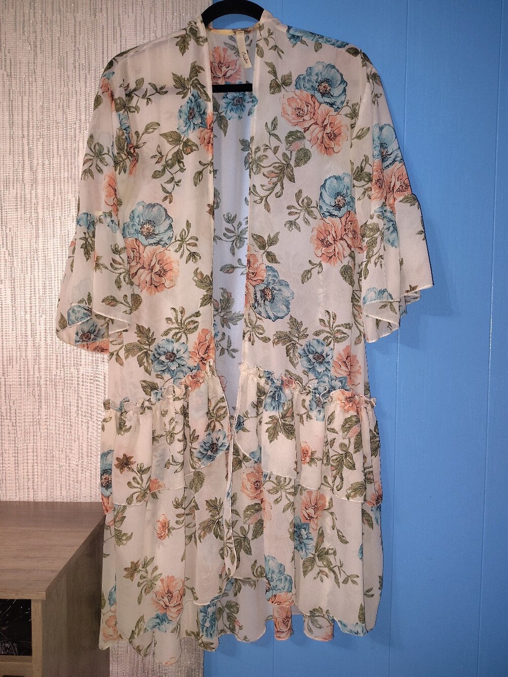 Floral Ruffle Layered Kimono